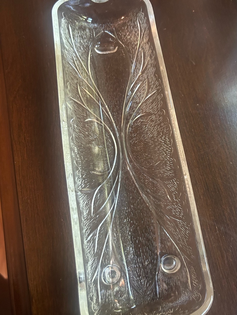 Vintage Clear Glass Footed Corn Dish/ Serving Dish.